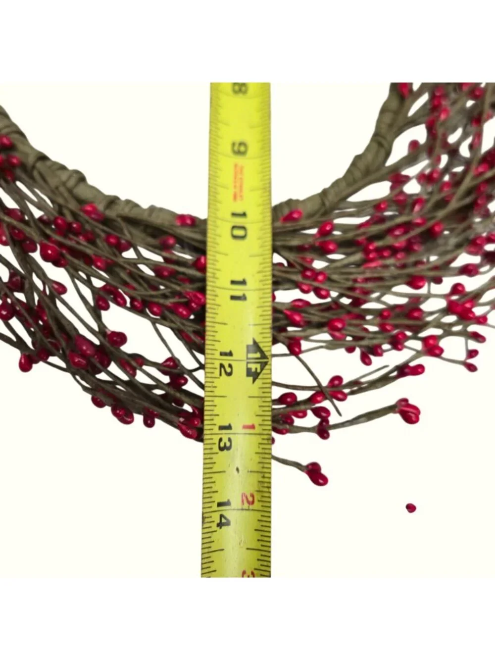 Red Pip Berry Wreath Candle Ring Rustic Christmas Decor 13